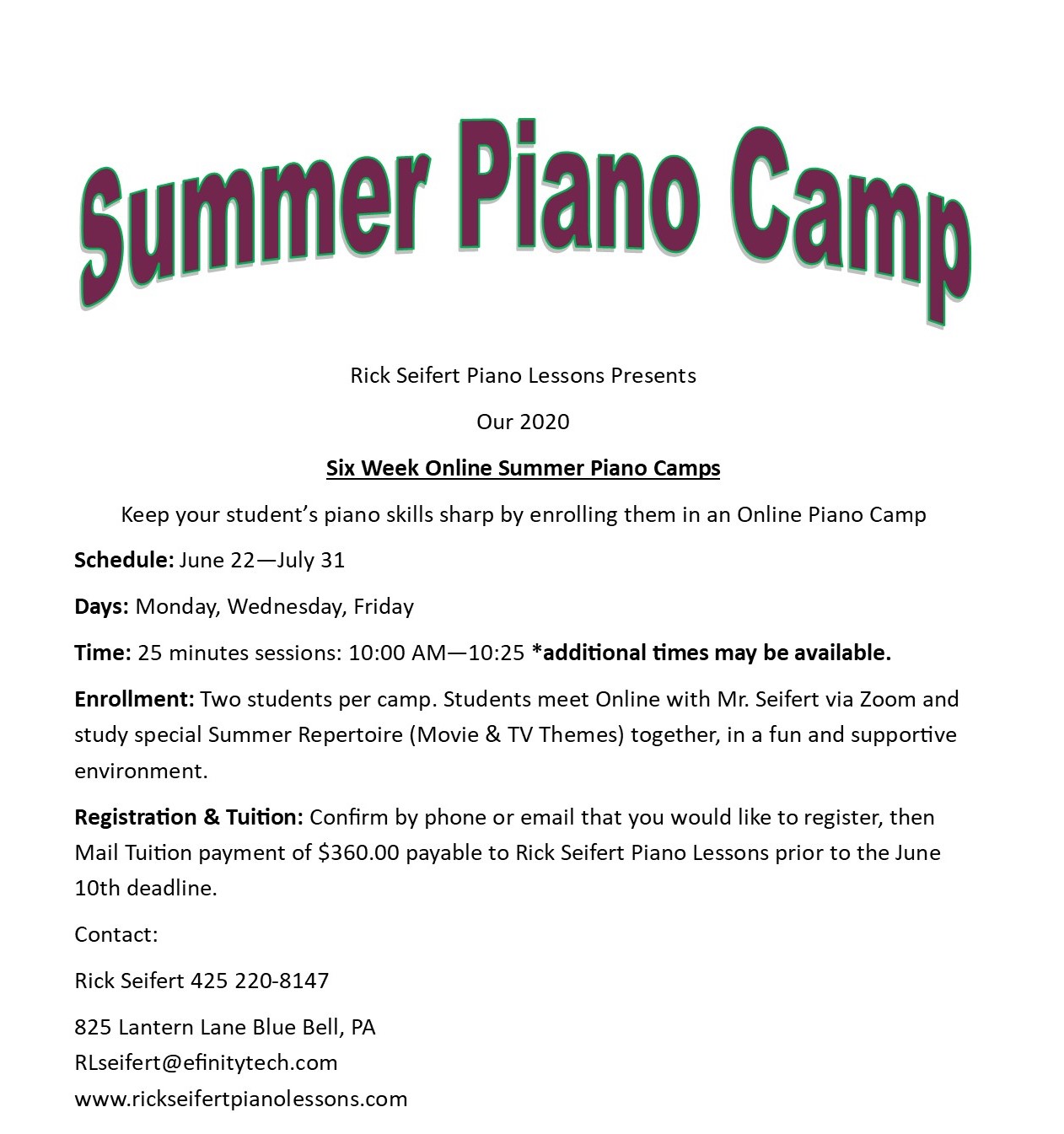 2020 Onile Piano Camp 1